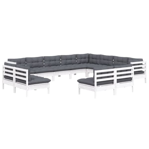 vidaXL Hagesofagruppe med puter 12 deler heltre furu