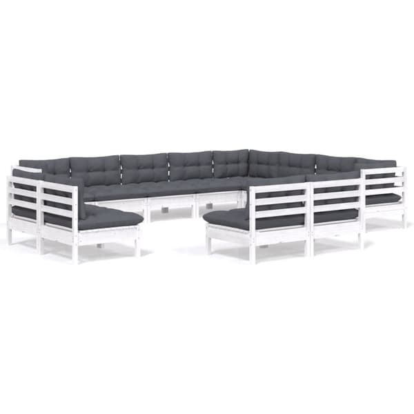 vidaXL Hagesofagruppe med puter 12 deler heltre furu