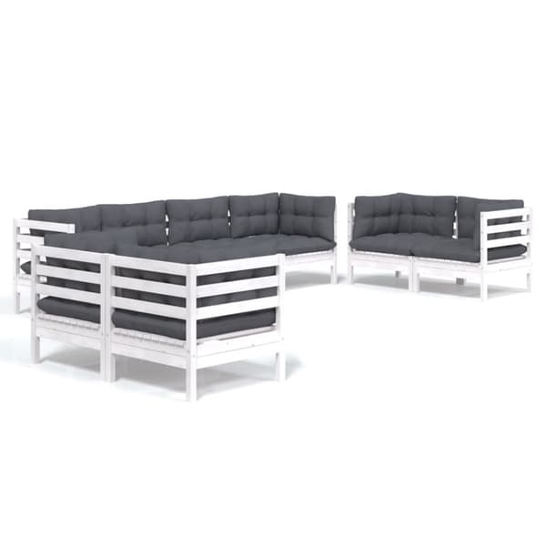 vidaXL Hagesofagruppe med puter 8 deler heltre furu
