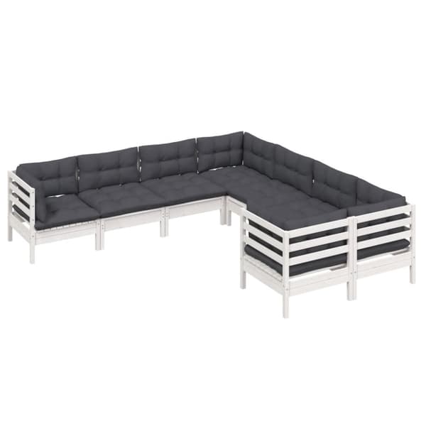 vidaXL Hagesofagruppe med puter 8 deler hvit heltre furu