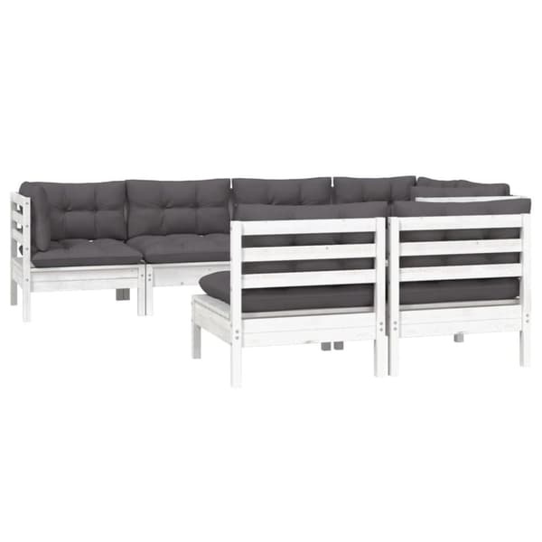 vidaXL Hagesofagruppe med puter 7 deler heltre furu
