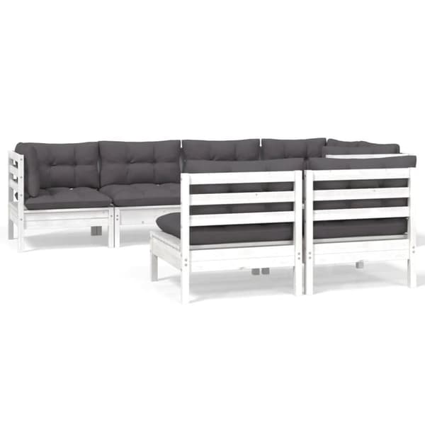 vidaXL Hagesofagruppe med puter 7 deler heltre furu