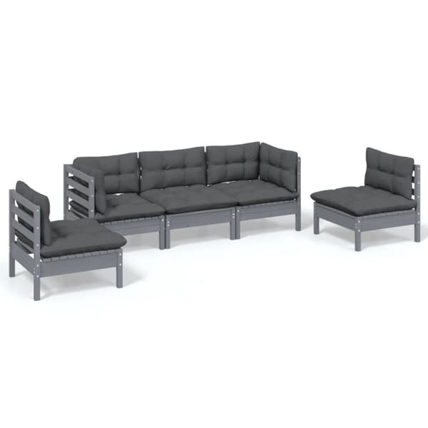 vidaXL Hagesofagruppe med puter 5 deler heltre furu