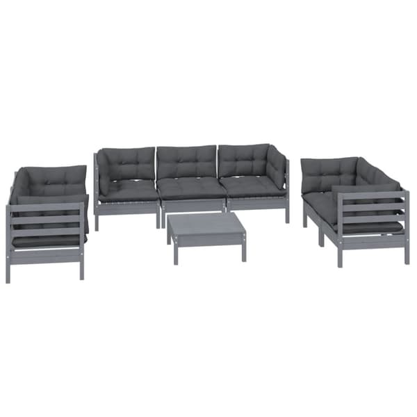 vidaXL Hagesofagruppe med puter 8 deler heltre furu