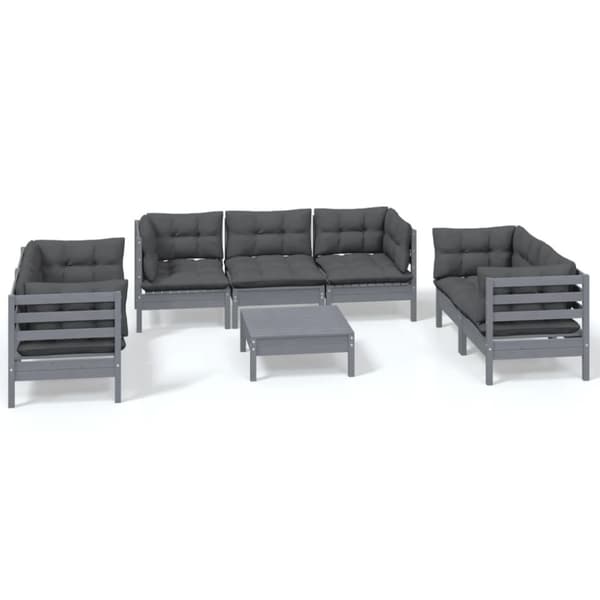 vidaXL Hagesofagruppe med puter 8 deler heltre furu