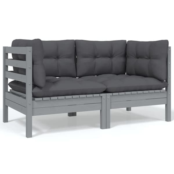 vidaXL Hagesofagruppe med puter 4 deler heltre furu