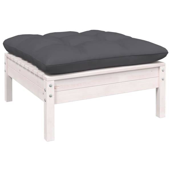 vidaXL Hagesofagruppe med puter 5 deler furu hvit