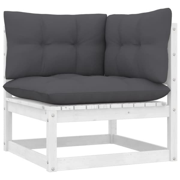 vidaXL Hagesofagruppe med puter 9 deler hvit heltre furu