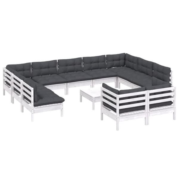 vidaXL Hagesofagruppe med puter 12 deler heltre furu