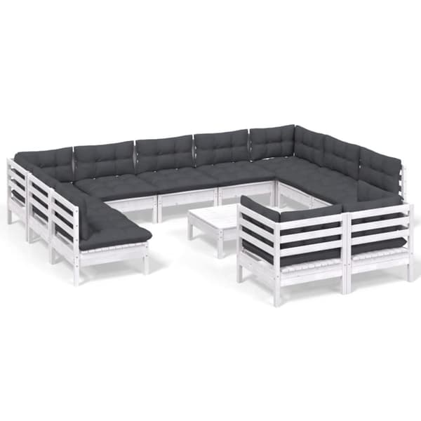 vidaXL Hagesofagruppe med puter 12 deler heltre furu