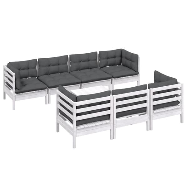vidaXL Hagesofagruppe med puter 8 deler heltre furu