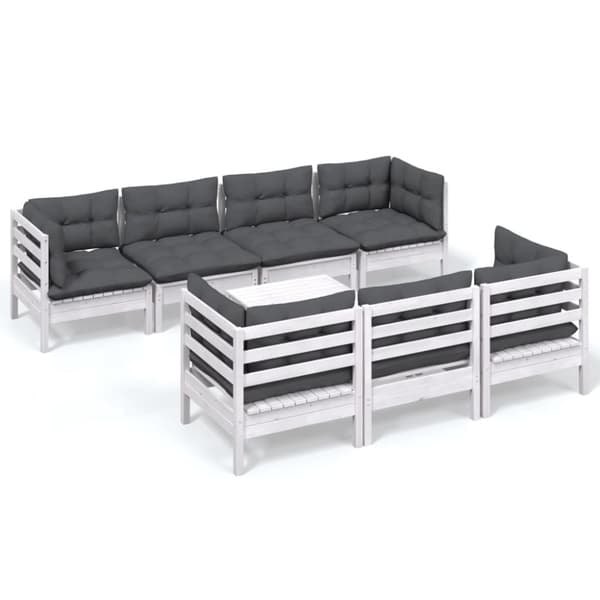 vidaXL Hagesofagruppe med puter 8 deler heltre furu