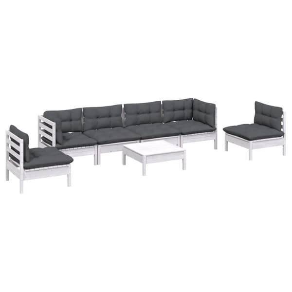 vidaXL Hagesofagruppe med puter 7 deler heltre furu