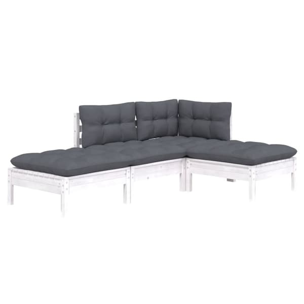 vidaXL Hagesofagruppe med puter 4 deler heltre furu