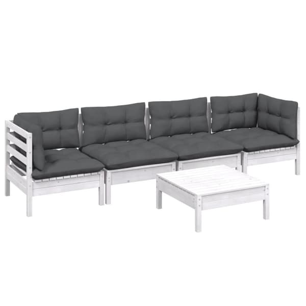 vidaXL Hagesofagruppe med puter 5 deler heltre furu
