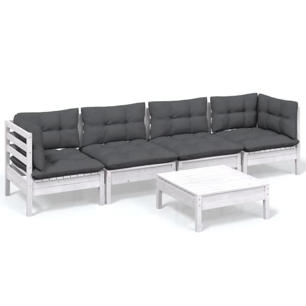 vidaXL Hagesofagruppe med puter 5 deler heltre furu