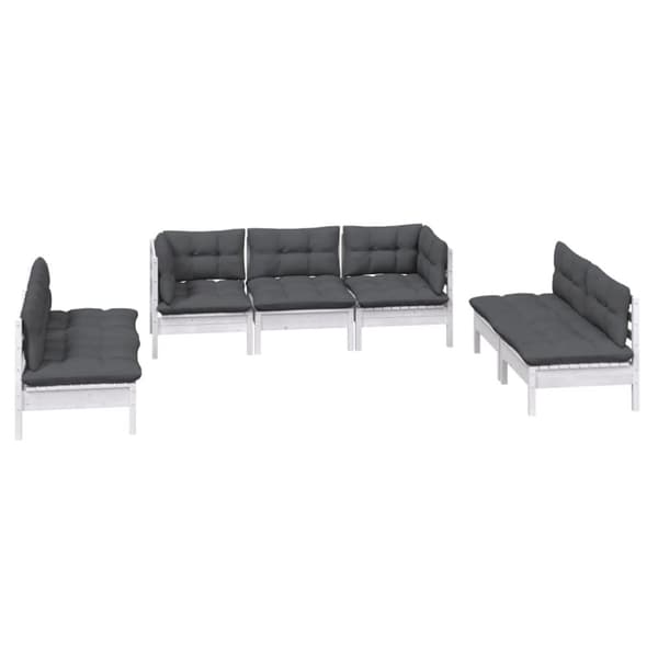 vidaXL Hagesofagruppe med puter 7 deler heltre furu