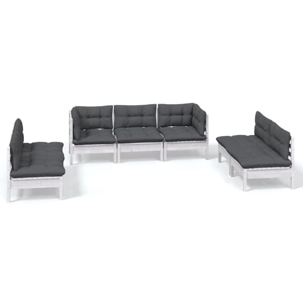 vidaXL Hagesofagruppe med puter 7 deler heltre furu