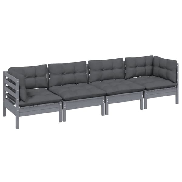 vidaXL Hagesofagruppe med puter 4 deler heltre furu