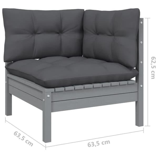 vidaXL Hagesofagruppe med puter 4 deler heltre furu