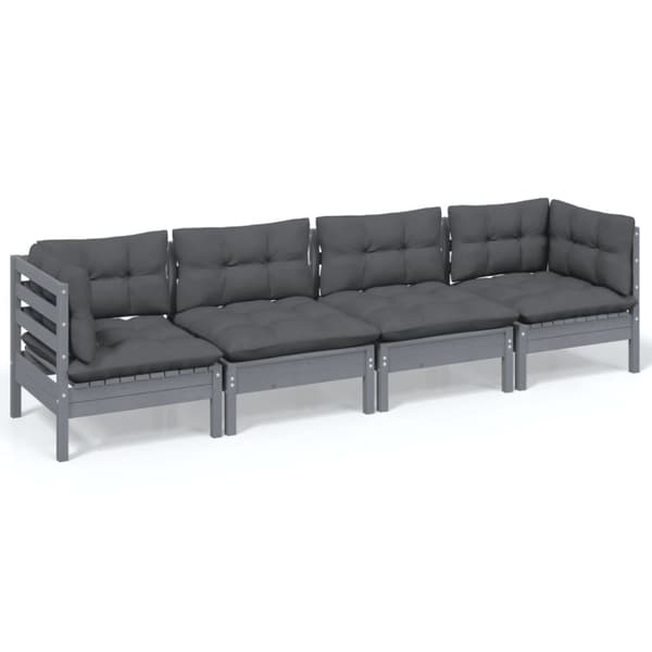 vidaXL Hagesofagruppe med puter 4 deler heltre furu