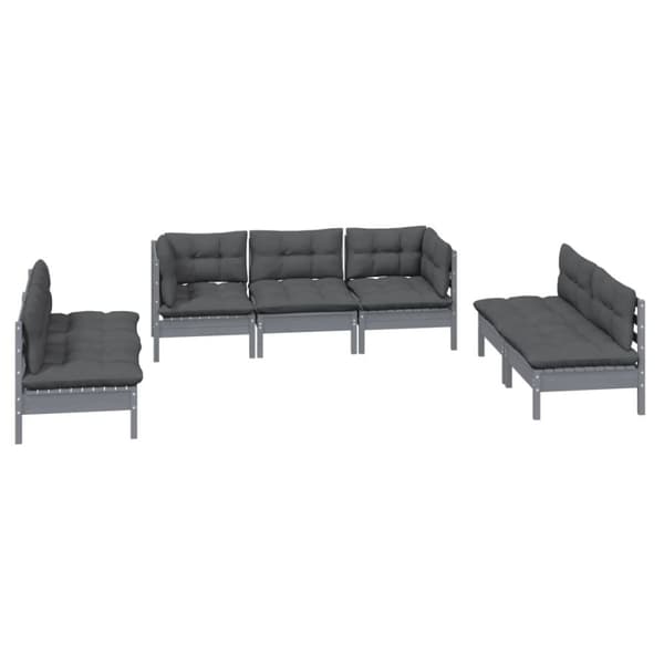 vidaXL Hagesofagruppe med puter 7 deler heltre furu