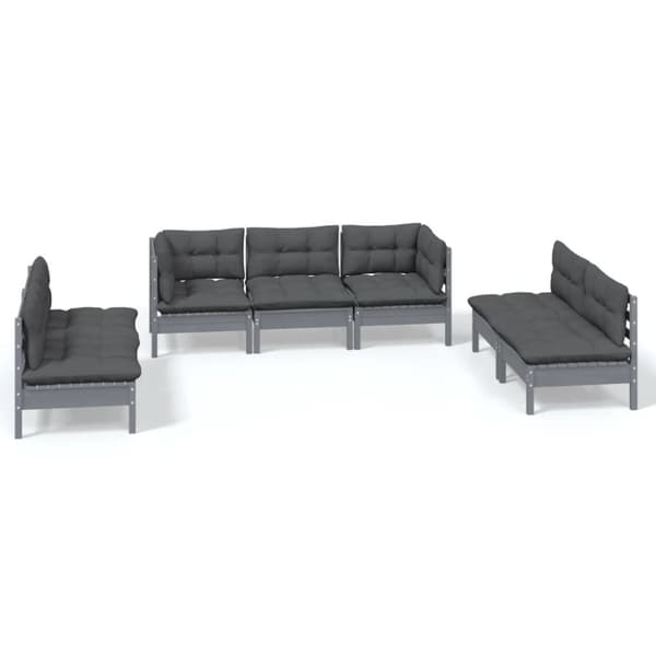 vidaXL Hagesofagruppe med puter 7 deler heltre furu
