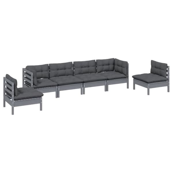 vidaXL Hagesofagruppe med puter 6 deler heltre furu