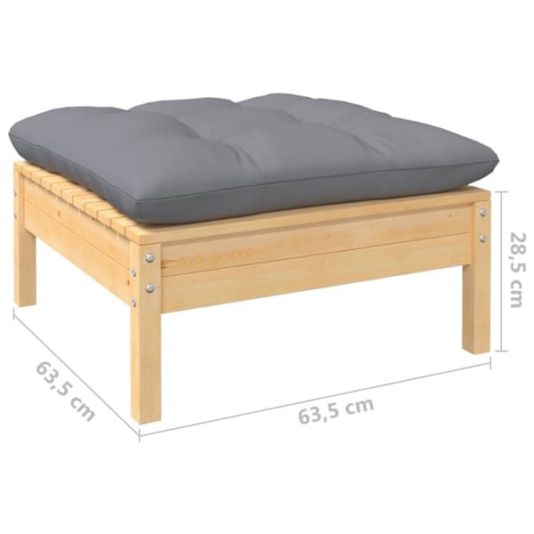 vidaXL Loungegrupp med dynor 9 delar grå furu