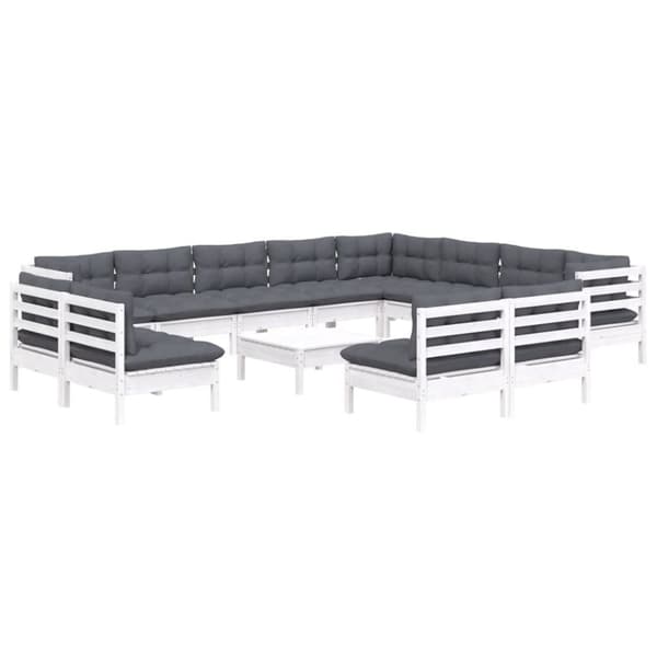 vidaXL Hagesofagruppe med puter 13 deler heltre furu