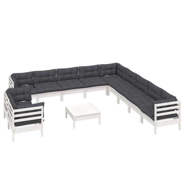 vidaXL Hagesofagruppe med puter 12 deler heltre furu