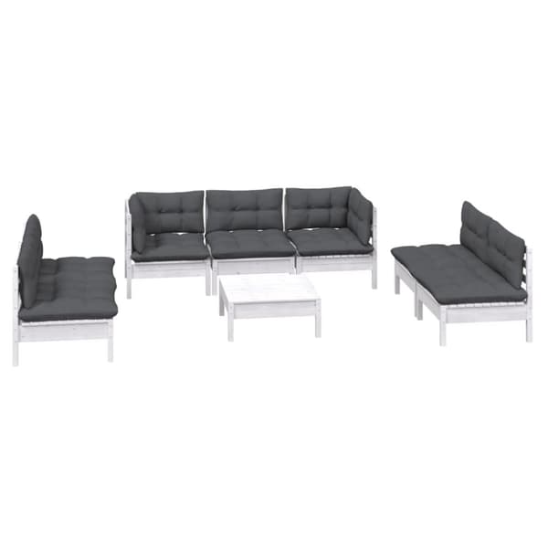 vidaXL Hagesofagruppe med puter 8 deler heltre furu