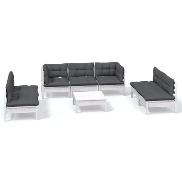 vidaXL Hagesofagruppe med puter 8 deler heltre furu