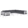 Miniatyrbilde 3 av 9: vidaXL Hagesofagruppe med puter 10 deler hvit heltre furu
