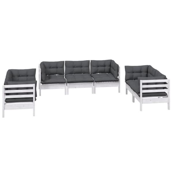 vidaXL Hagesofagruppe med puter 7 deler heltre furu