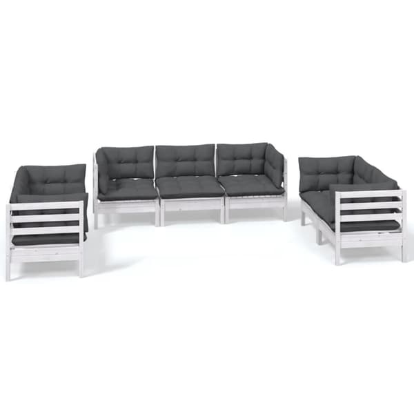 vidaXL Hagesofagruppe med puter 7 deler heltre furu