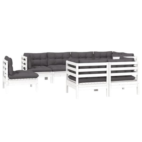 vidaXL Hagesofagruppe med puter 8 deler hvit heltre furu