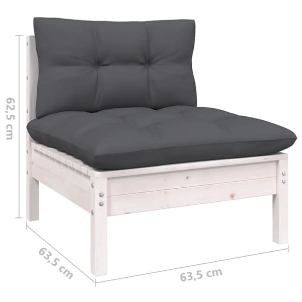 vidaXL Hagesofagruppe med puter 9 deler hvit heltre furu