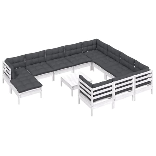 vidaXL Hagesofagruppe med puter 12 deler heltre furu