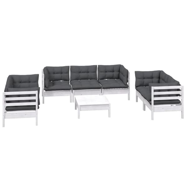 vidaXL Hagesofagruppe med puter 8 deler heltre furu