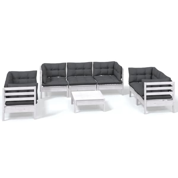 vidaXL Hagesofagruppe med puter 8 deler heltre furu