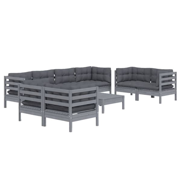vidaXL Hagesofagruppe med puter 9 deler heltre furu