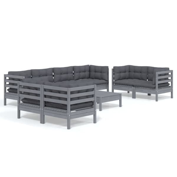 vidaXL Hagesofagruppe med puter 9 deler heltre furu
