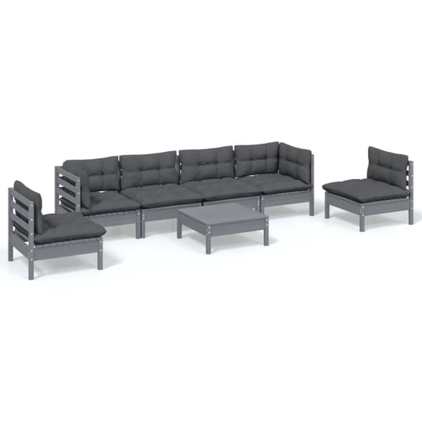 vidaXL Hagesofagruppe med puter 7 deler heltre furu