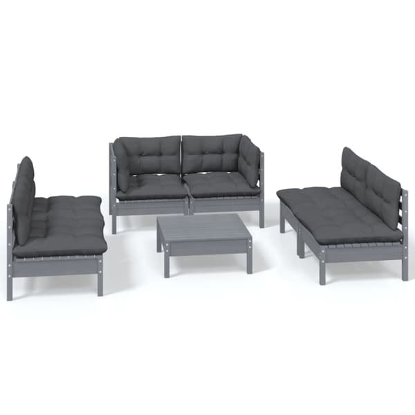vidaXL Hagesofagruppe med puter 7 deler heltre furu