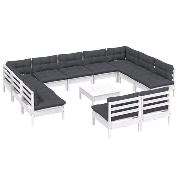 vidaXL Hagesofagruppe med puter 12 deler heltre furu