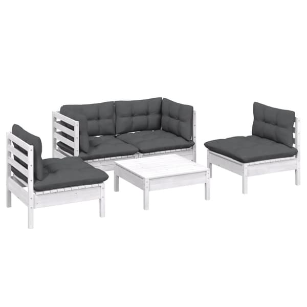 vidaXL Hagesofagruppe med puter 5 deler heltre furu