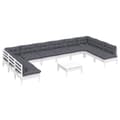 Miniatyrbilde 3 av 9: vidaXL Hagesofagruppe med puter 11 deler hvit heltre furu