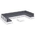 Miniatyrbilde 2 av 9: vidaXL Hagesofagruppe med puter 11 deler hvit heltre furu
