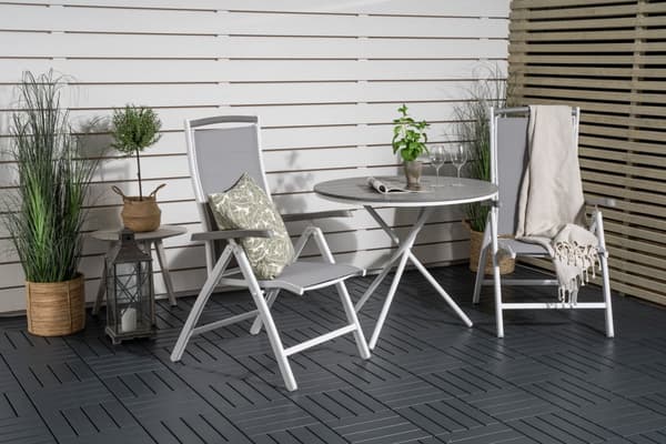 Parma soffbord Ø90cm grå, vit.